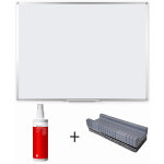 Mondoffice tableau blanc �maill� - l. 120 x h. 90 cm magn�tique - spray nettoyant + brosse effaceur offerts ...
