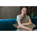 Coussin chauffant avec heat pad, velours, marron