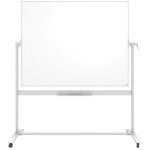 Nobo tableau blanc acier laqu pivotant - surface magntique - sur roulettes - l. 150 x h. 120 cm