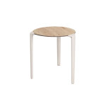 One table empilable de restauration ronde 70 cm usage ext�rieur - blanc / ch�ne