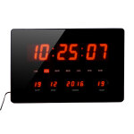 Orium horloge  led rouge chronos, murale ou  poser, multifonctions - 36 x 22 cm