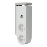 Otio bloc multiprise clipsable gekko 2 prises 16a + 2 usb - blanc