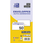 Oxford paquet de 50 enveloppes blanches pr - cases auto - adhsives 80g format 110x220mm dl
