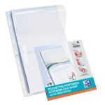 Oxford pochettes perfores plan a4  soufflet de 2 cm pvc 9 trous avec rabat incolore - lot de 10