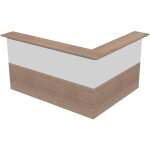 Pack banque d'accueil ola - angle 90 + module haut l. 120 cm + module haut l. 80 cm - noyer / blanc