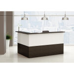 Pack banque d'accueil ola - angle 90 + module haut l. 140 cm + module haut l. 80 cm - noir / blanc