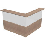 Pack banque d'accueil ola - angle 90 + module haut l. 80 cm + module haut l. 80 cm - noyer / blanc
