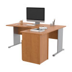 Pack bureau d'angle compact retour  droite pronto bois - l. 160 x p. 100 cm - plateau aulne - pieds ...