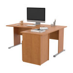 Pack bureau d'angle compact retour  droite pronto bois - l. 160 x p. 100 cm - plateau aulne - pieds ...