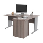 Pack bureau d'angle compact retour  droite pronto bois - l. 160 x p. 100 cm - plateau cendre - pieds ...