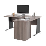Pack bureau d'angle compact retour  droite pronto bois - l. 160 x p. 100 cm - plateau cendre - pieds ...