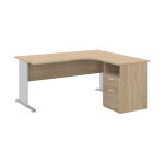 Pack bureau d'angle compact retour  droite pronto bois - l. 160 x p. 100 cm - plateau chne - pieds ...
