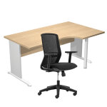 Pack bureau d'angle compact retour  droite pronto bois - l. 160 x p. 100 cm - plateau chne - pieds ...
