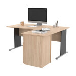 Pack bureau d'angle compact retour  droite pronto bois - l. 160 x p. 100 cm - plateau chne - pieds ...
