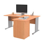 Pack bureau d'angle compact retour  droite pronto bois - l. 160 x p. 100 cm - plateau htre - pieds ...