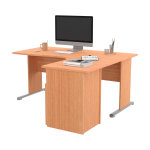 Pack bureau d'angle compact retour  droite pronto bois - l. 160 x p. 100 cm - plateau htre - pieds ...