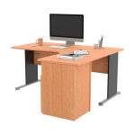 Pack bureau d'angle compact retour  droite pronto bois - l. 160 x p. 100 cm - plateau htre - pieds ...