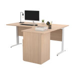 Pack bureau d'angle compact retour  droite pronto mtal - l. 160 x p. 100 cm - plateau chne - pieds ...