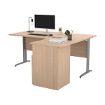 Pack bureau d'angle compact retour � droite pronto m�tal - l. 160 x p. 100 cm - plateau ch�ne - pieds ...
