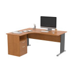 Pack bureau d'angle compact retour  gauche pronto bois - l. 160 x p. 100 cm - plateau aulne - pieds ...