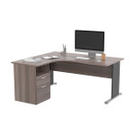 Pack bureau d'angle compact retour � gauche pronto bois - l. 160 x p. 100 cm - plateau cendre - pieds ...