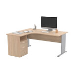 Pack bureau d'angle compact retour  gauche pronto bois - l. 160 x p. 100 cm - plateau chne - pieds ...