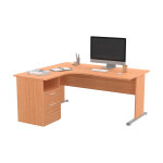 Pack bureau d'angle compact retour  gauche pronto bois - l. 160 x p. 100 cm - plateau htre - pieds ...