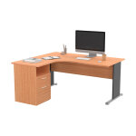 Pack bureau d'angle compact retour  gauche pronto bois - l. 160 x p. 100 cm - plateau htre - pieds ...