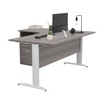Pack bureau d'angle compact retour  gauche pronto mtal - l. 160 x p. 100 cm - plateau cendre - pieds ...