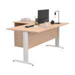 Pack bureau d'angle compact retour à gauche pronto métal - l. 160 x p. 100 cm - plateau chêne - pieds ... Pack bureau d'angle compact retour à gauche pronto métal - l. 160 x p. 100 cm - plateau chêne - pieds ...