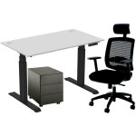 Pack bureau assis - debout activ'o - r�glage �lectrique en hauteur - l. 140 x p. 80 cm - plateau blanc ...