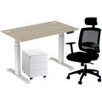 Pack bureau assis - debout activ'o - rglage lectrique en hauteur - l. 140 x p. 80 cm - plateau chne ...