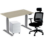 Pack bureau assis - debout activ'o - rglage lectrique en hauteur - l. 140 x p. 80 cm - plateau chne ...