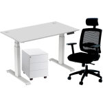 Pack bureau assis - debout activ'o - r�glage �lectrique en hauteur - l. 160 x p. 80 cm - plateau blanc ...