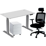 Pack bureau assis - debout activ'o - r�glage �lectrique en hauteur - l. 160 x p. 80 cm - plateau blanc ...