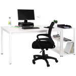 Pack bureau budget - plateau droit l. 140 x p. 80 cm - plateau blanc - pieds blanc + bibliothèque blanche ... Pack bureau budget - plateau droit l. 140 x p. 80 cm - plateau blanc - pieds blanc + bibliothèque blanche ...