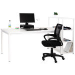 Pack bureau budget - plateau droit l. 160 x p. 80 cm - plateau blanc - pieds blanc + biblioth�que blanche ...