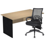 Pack bureau droit pronto bois - l. 140 x p. 80 cm - plateau chêne - pieds panneaux noir + siège dario ... Pack bureau droit pronto bois - l. 140 x p. 80 cm - plateau chêne - pieds panneaux noir + siège dario ...
