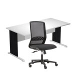 Pack bureau droit pronto bois - l. 160 x p. 80 cm - plateau blanc - pieds l noir + siège tekna tissu ... Pack bureau droit pronto bois - l. 160 x p. 80 cm - plateau blanc - pieds l noir + siège tekna tissu ...