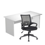 Pack bureau droit pronto bois - l. 160 x p. 80 cm - plateau blanc - pieds panneaux aluminium + siège ... Pack bureau droit pronto bois - l. 160 x p. 80 cm - plateau blanc - pieds panneaux aluminium + siège ...