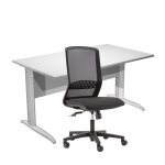 Pack bureau droit pronto métal - l. 140 x p. 80 cm - plateau blanc - pieds l aluminium + siège tekna ... Pack bureau droit pronto métal - l. 140 x p. 80 cm - plateau blanc - pieds l aluminium + siège tekna ...