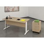 Pack bureau droit pronto métal - l. 140 x p. 80 cm - plateau chêne - pieds l blanc + caisson mobile 3 ... Pack bureau droit pronto métal - l. 140 x p. 80 cm - plateau chêne - pieds l blanc + caisson mobile 3 ...