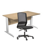 Pack bureau droit pronto métal - l. 140 x p. 80 cm - plateau chêne - pieds l blanc + siège tekna tissu ... Pack bureau droit pronto métal - l. 140 x p. 80 cm - plateau chêne - pieds l blanc + siège tekna tissu ...