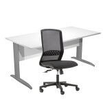 Pack bureau droit pronto mtal - l. 160 x p. 80 cm - plateau blanc - pieds l anthracite + sige tekna ...
