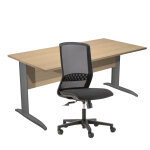 Pack bureau droit pronto mtal - l. 160 x p. 80 cm - plateau chne - pieds l anthracite + sige tekna ...