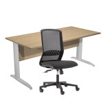 Pack bureau droit pronto mtal - l. 160 x p. 80 cm - plateau chne - pieds l chrome + sige tekna tissu ...