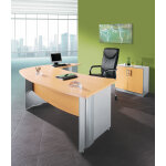 Pack direction activity : bureau + retour courbes l. 230 x p. 192 cm - plateau h�tre - pieds pleins aluminium ...