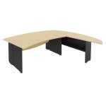 Pack direction activity : bureau + retour courbes l. 230 x p. 192 cm - plateau h�tre - pieds pleins anthracite ...