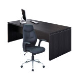 Pack direction bureau droit flore l. 210 x p. 90 cm - plateau frne noir - pieds panneaux + sige performer ...