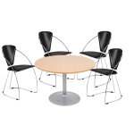 Pack : table de runion ronde 120cm pure - chne pieds aluminium + 4 fauteuils laura